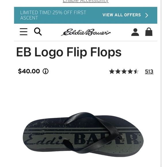 Eddie Bauer Men’s EB Logo Flip-Flops - Picture 4 of 5